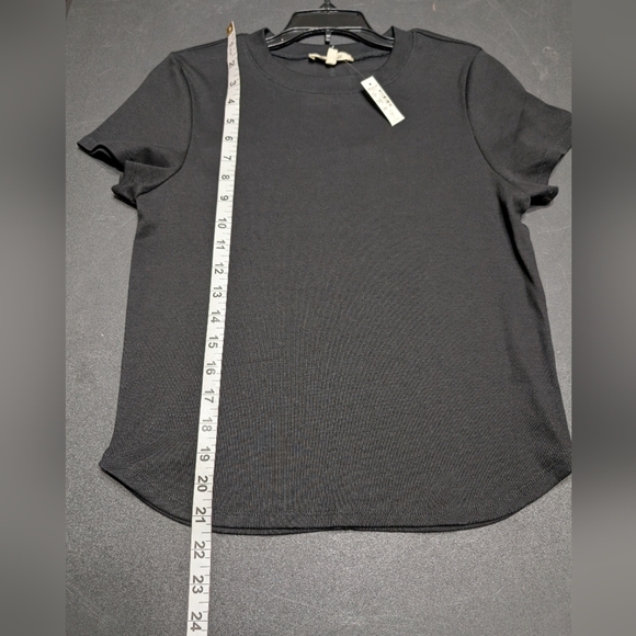 Madewell Black Regenerative Fitted Soft Cotton Short Sleeve Ribbed Crewneck Tee - Picture 5 of 9